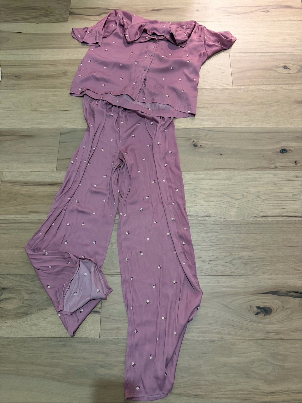 Old Navy Mauve Pink Satin-Look Two-Piece Pajama Set